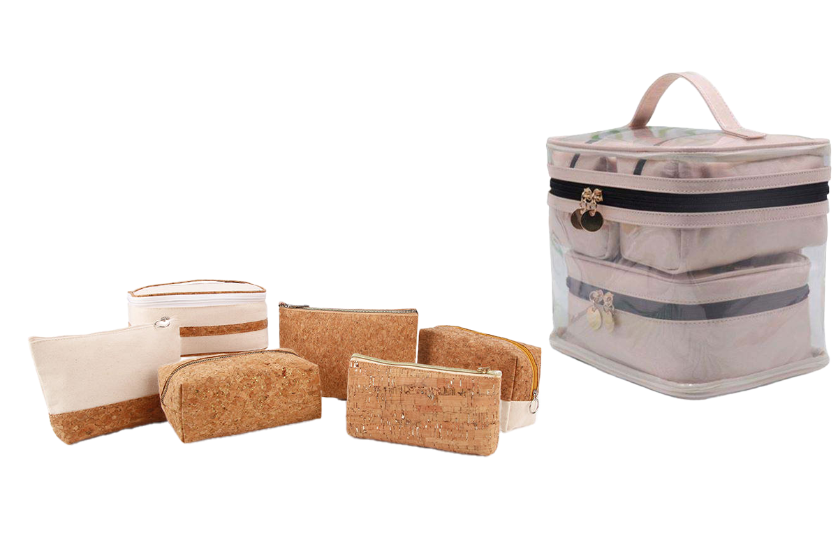 Modular makeup bag with removable transparent pouches design